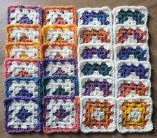 New hand made crochet granny squares x 24 FREE P&P 