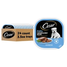 Cesar Puppy Wet Dog Food Classic Loaf in Sauce Chicken & Beef Recipe, 3.5 oz....