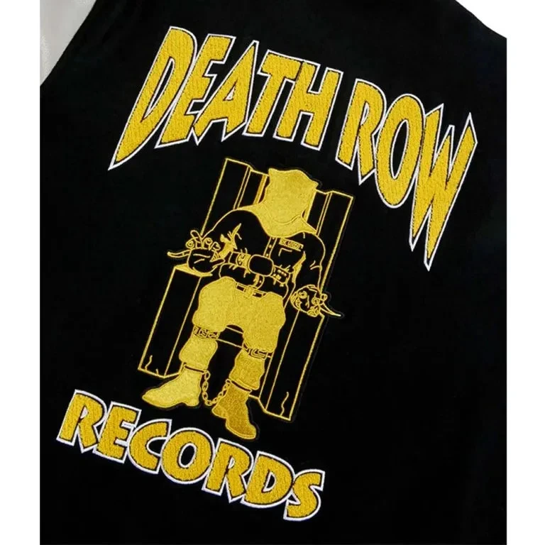 Death Row Records Collegiate Varsity Black Full-Snap Wool Men's Jacket