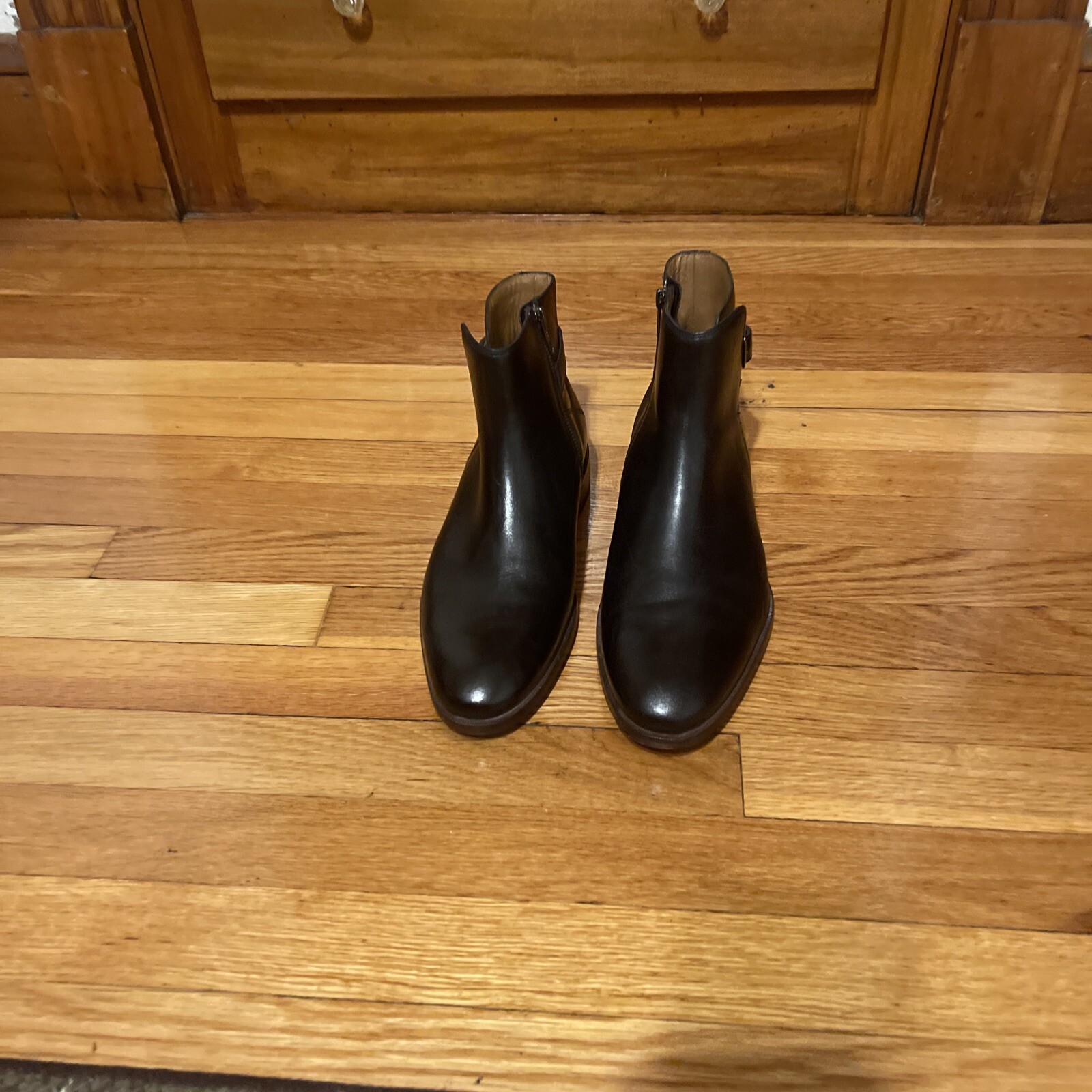 SAOLA Stivaletti Johnson and Murphy fibbia da uomo taglia 8M neri in pelle.