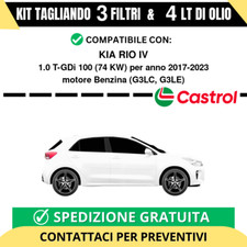 Tagliando per KIA RIO IV 1.0 T-GDi 100 74 kw - 4 Lt di Castrol + 3 Filtri ann...