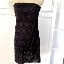Juicy Couture Black Strapless Dress Floral Lace Overlay Y2K FairyGrunge $298 Sz2