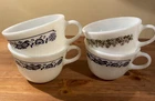 Lot Of 4 Pyrex Cups White Milk Glass Old Town Blue Spring Blossom