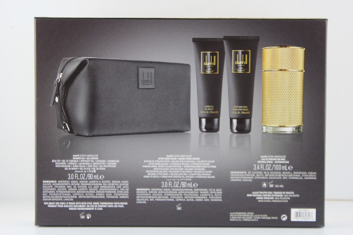 Dunhill Icon Absolute 4pc Set Parfum Spray 3.4 oz Shower Gel After