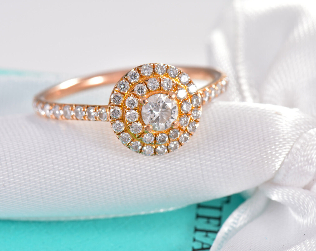 Size Tiffany Co Soleste Rose Gold Diamond Ring in Box ct