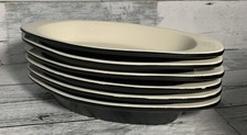 Vintage Hall Black Glazed 2936 Oval Ramikin Bowls set of 6 Made In USA