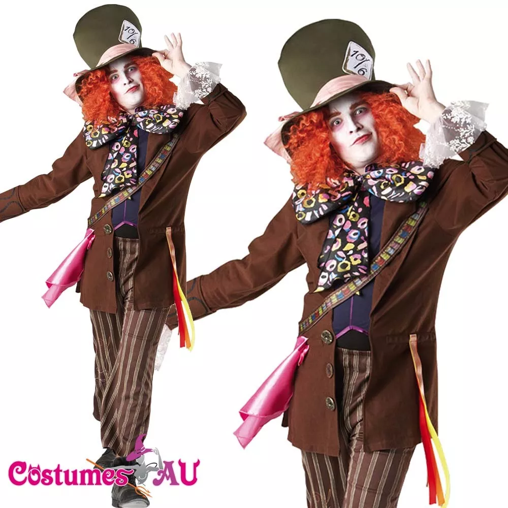 Alice In Wonderland Mad Hatter Mens Adult Fancy Dress Halloween Costume