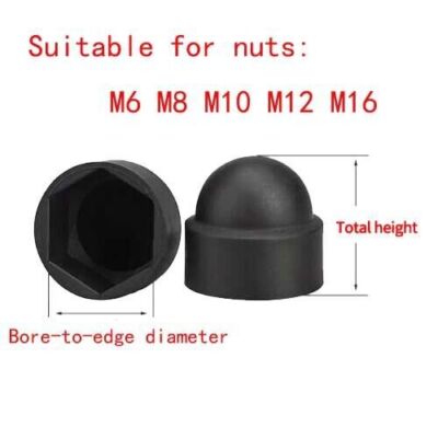 M6 M8 M10 M12 M16 Black PE Plastic Outer Hexagon Screw Nut Protective Cover Caps
