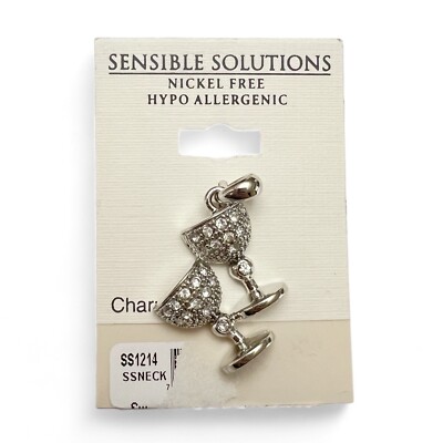 Rhinestone Wine Glasses Charm by Sensible Solutions Nickel Free Hypo Allergenic