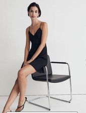 Madewell $88 Womens Layton Mini Slip Dress in Black Size 10 NL091
