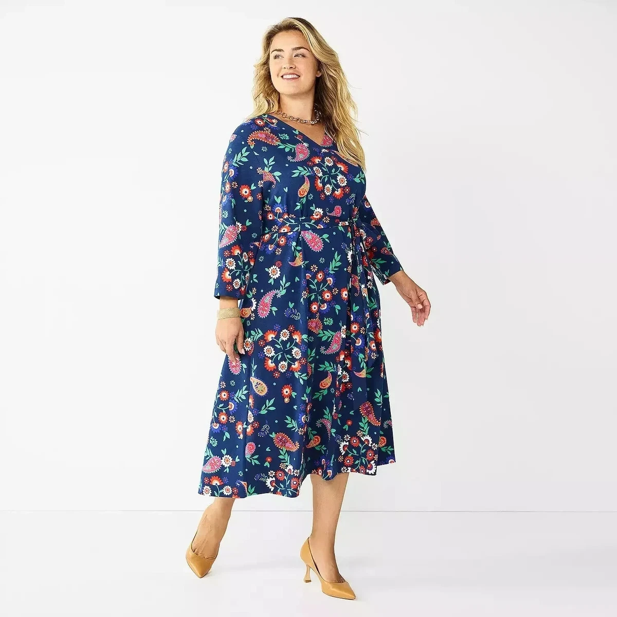 jade green midi dress Ladies Bright & Beautiful Jade Floral Printed Midi Wrap Dress – Classy Cozy  Cool | Made in USA