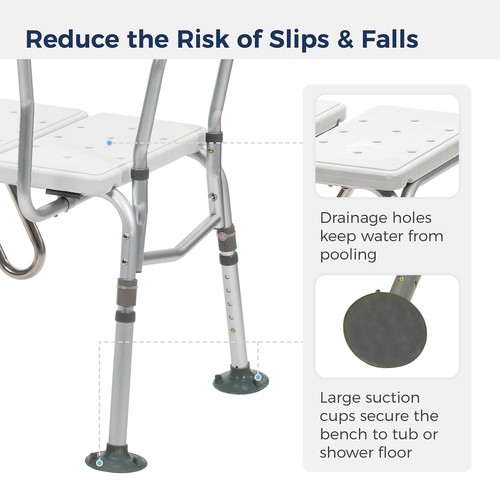 Drive Medical Splash Defense Tub Transfer Bench for Bathtub with Curtain White - Picture 5 of 7