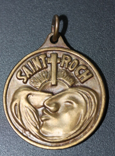 Médaille religieuse contemporaine bronze milieu XXe "Saint Roch" Religious medal - Photo 1/2