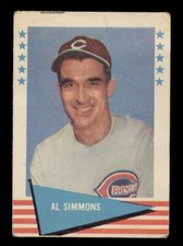 1961 FLEER BASEBALL GREATS #77 AL SIMMONS CINCINNATI REDS (LOW GRADE)