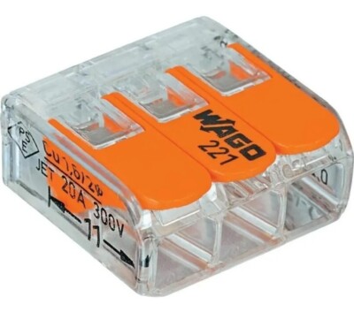 Wago 221-413 LEVER-NUTS 3 Conductor Compact Connectors 10 PK