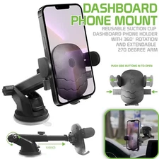 Dashboard Phone Mount, Reusable Suction Cup Dashboard Phone Holder