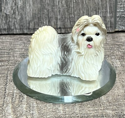 Shih Tzu Small Resin Figurine with mirror base stand