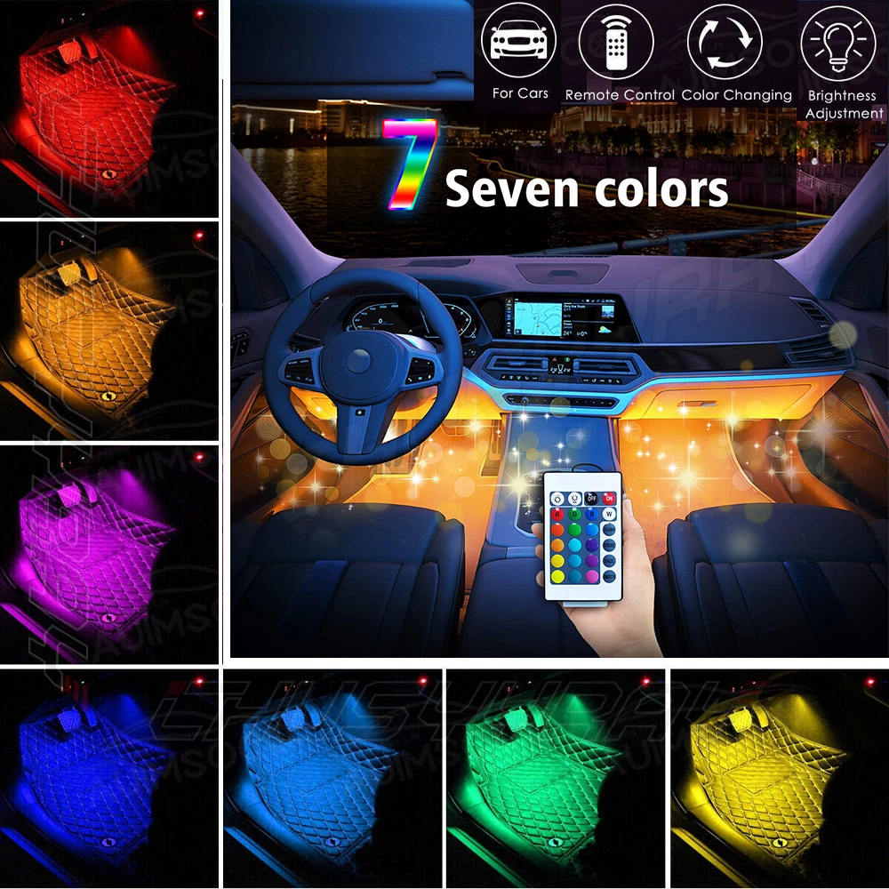 Parts Accessories RGB LED Lights car Interior Floor Decor Atmosphere Strip  Lamp