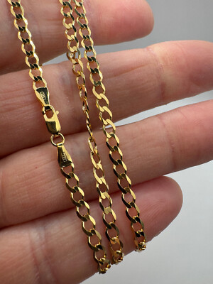 9 kt Gelbgold 3,5 mm massive flache Panzerkette 24'' / 60 cm (0042)