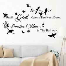 GOD OPENS THE DOOR PRAISE HIM Wall Decal Quote Words Home Decor Religious