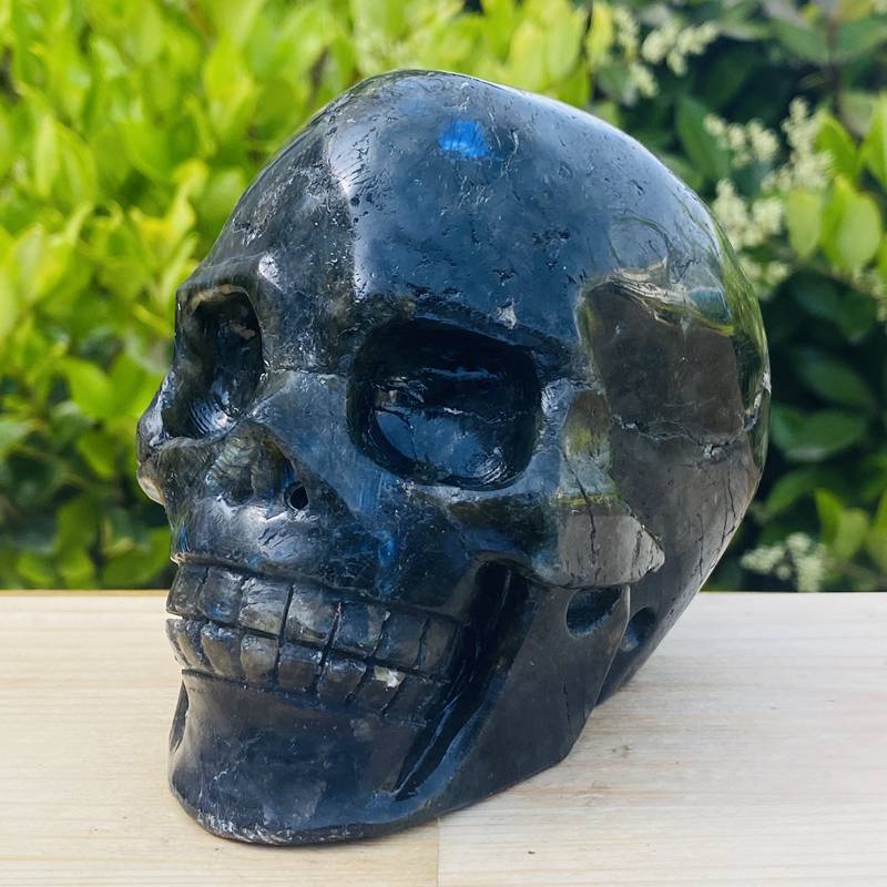 1274g Natural Beantiful Fluorite Quartz Skull Hand Carved Crystal Healing Skull