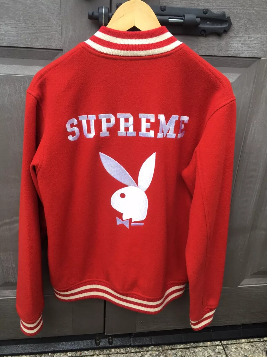 Supreme x Playboy RED Varsity Jacket Size Small RARE Wool Japan