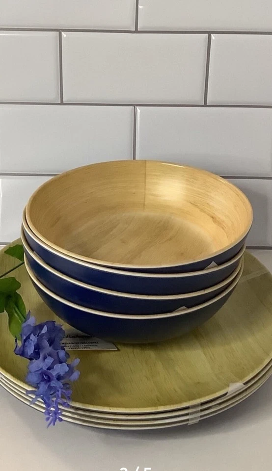 Tommy Bahama Melamina 4 Platos de Cena y 4 Ensalada Azul Nuevo Foto 2 de 4
