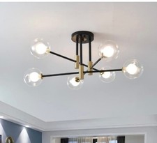 6light Glass Chandelier Midcentury Pendant Lighting Adjustable Arm Sputnik Chand