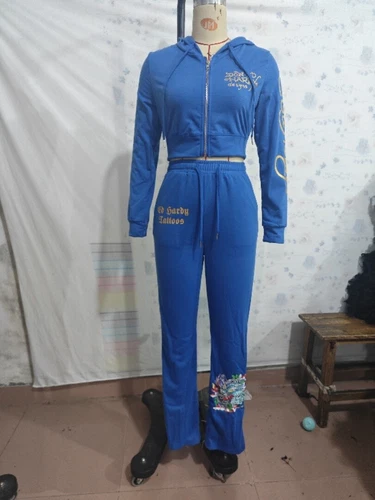 Ed Hardy Y2k Tracksuit Set Croped Zip Up Hoodie And Sweatpants!UK NEW - Picture 11 of 17
