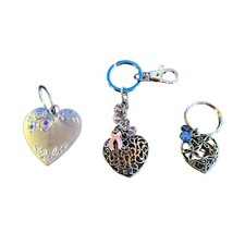 Heart Silver Keychain Set Of 3 Breast Cancer Hallmark Beaded