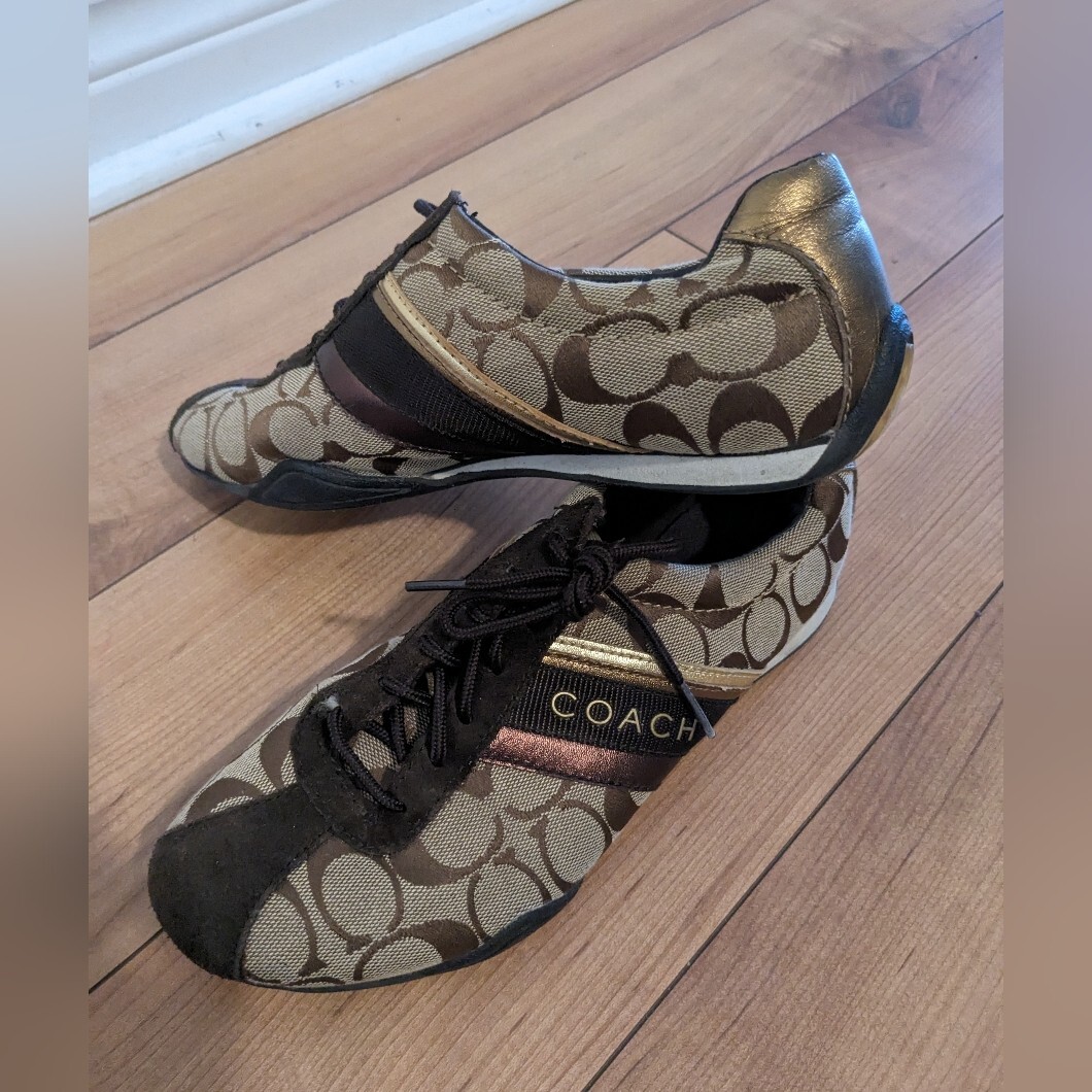 Coach Jayme Brown Gold Signature Canvas Shoes M - Main Image