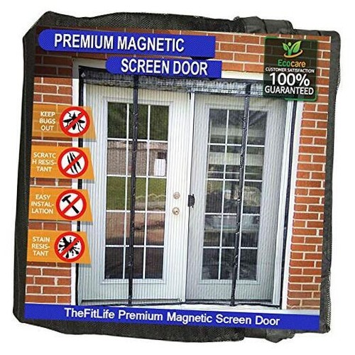 Double Door Magnetic Screen - Mesh Black Fits Doors up to 72''x80'' Max