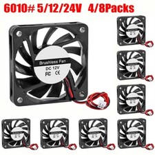 4/8pcs 5/12/24V 6010 DC Brushless 60x60x10mm CPU/Laser/3D Printer Cooling Fan