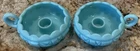 (2) Fenton Blue Milk Glass Candlestick Holders