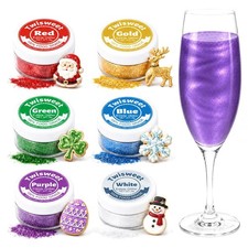 Twisweet Essbarer Glitzer f&uuml;r Getr&auml;nke, 6 Farben Essbares Glitzerpulver Set