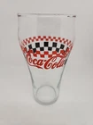 VTG Coca-Cola Glass Tumbler Red & Black Checker Flag Fountain Drink Style 14 Oz