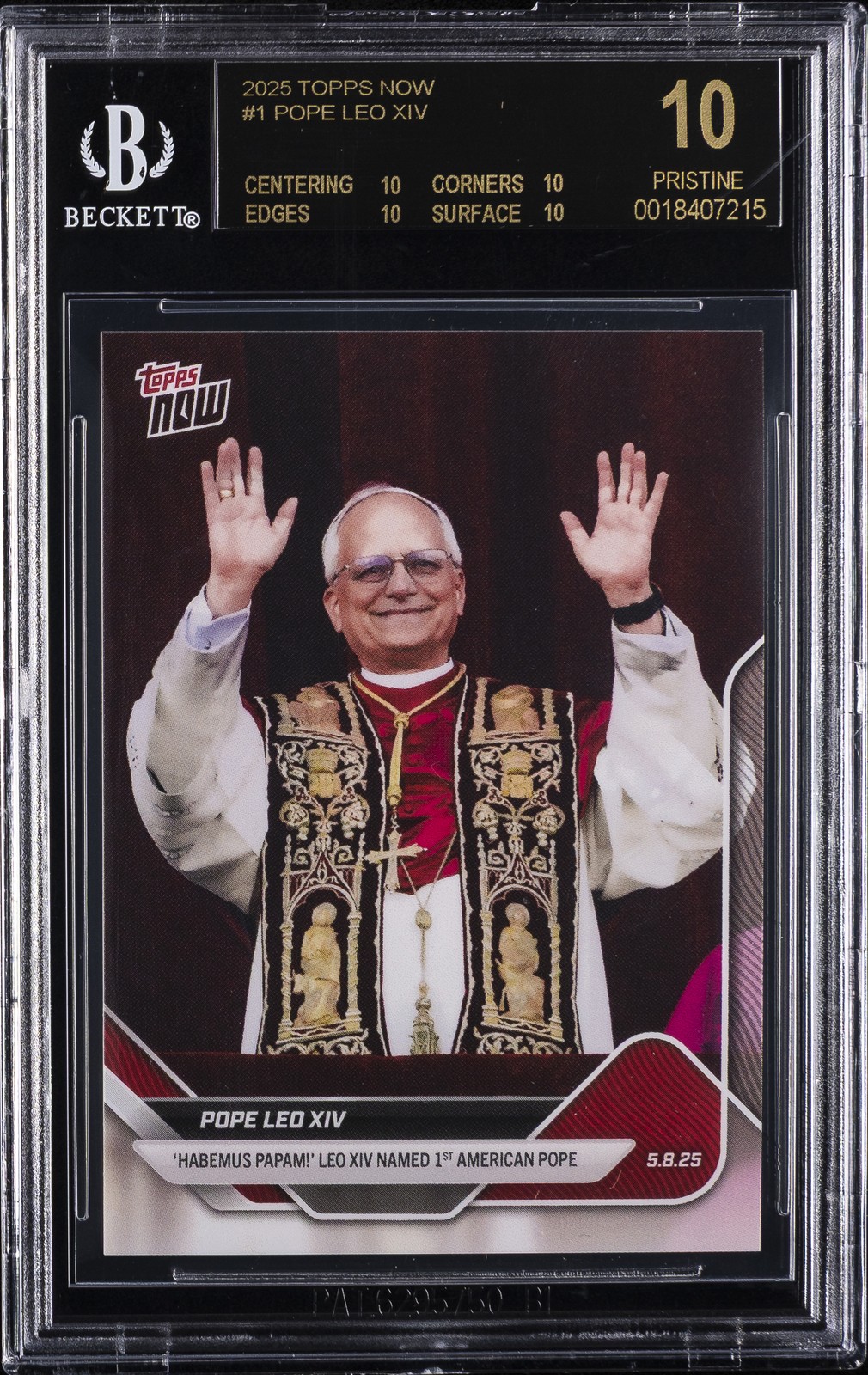 2025 TOPPS NOW #1 POPE LEO XIV BGS 10 BLACK LABEL