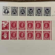 Scarce -1929 page of 1f x 10 + advert stamps and 5x 75c +advert stamp