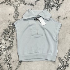 Varley Dexter Half Zip Sweat Pebble Cropped Sleeveless Pullover Size XS NWT