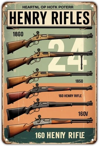 Rifle Collection Tin Metal Signs Home Décor Vintage Henry Rifles Print Aesthetic