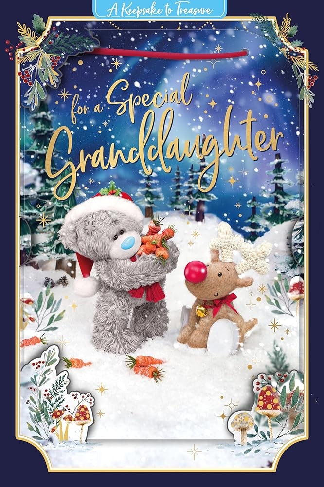Me To You Bear And Reindeer Special Granddaughter 3D Keepsake Christmas Card - Red - Image 2