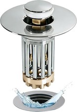 Chrome Silver Bathroom Sink Drain Strainer w/ Hair Catcher