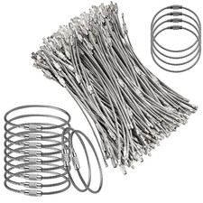 100 Pieces 6 Inch Wire Keychain Cable 2 mm Stainless Steel Cable Key Rings Wi...