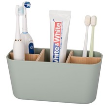Toothbrush Holders for Bathrooms, Bamboo Tooth Brush Holder with 5 Slots Bath...
