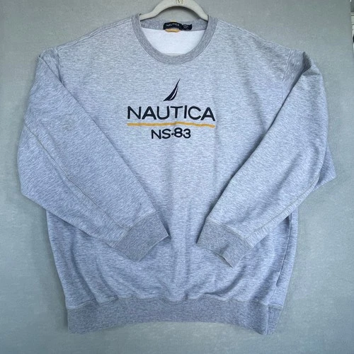 Nautica Mens Heather Gray NS-83 Embroidered Crewneck Sweatshirt Size XXL - product listing photo