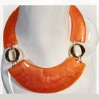 Vintage Chunky Statement Necklace Orange Lucite Costume Jewelry