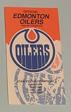 1989-90 EDMONTON Oilers 5-page Pocket Schedule