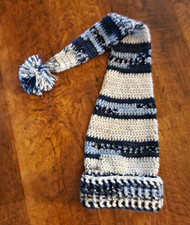 Handmade Crochet Long Tail Stocking Hat Blue ...