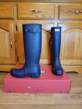 Hunter Womens Size 7 Original Tall Adjustable Buckle Rain Boots Matte Navy Blue