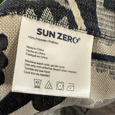 (2) Sun Zero Geometric Floral Grommet Curtain Panel, Gray White, 40x63in